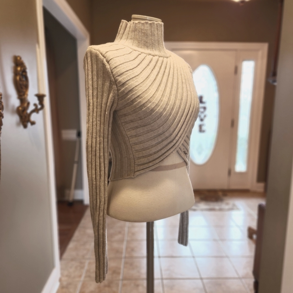 Calvin Klein Jeans Wrap Turtleneck Cropped Sweater